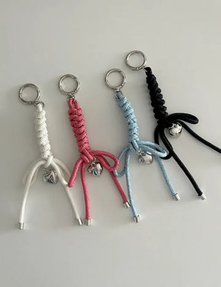 Glitter rope ribbon knot heart bag keyring bag charm