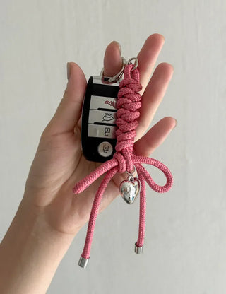 Glitter rope ribbon knot heart bag keyring bag charm