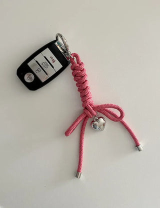 Glitter rope ribbon knot heart bag keyring bag charm