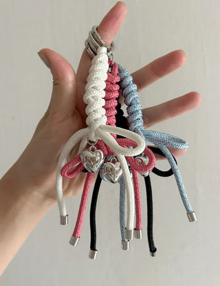 Glitter rope ribbon knot heart bag keyring bag charm