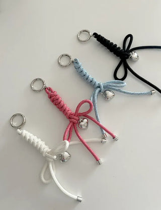 Glitter rope ribbon knot heart bag keyring bag charm