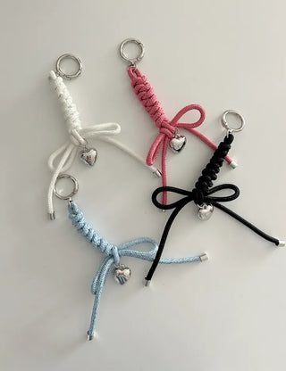 Glitter rope ribbon knot heart bag keyring bag charm