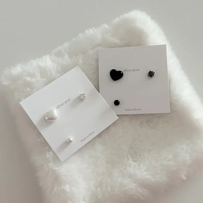 925 Silver Pearl Silver Post Mini Earring Set of 3