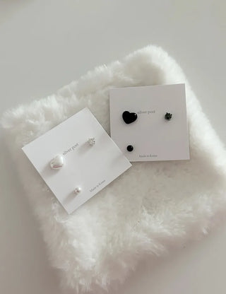 925 Silver Pearl Silver Post Mini Earring Set of 3