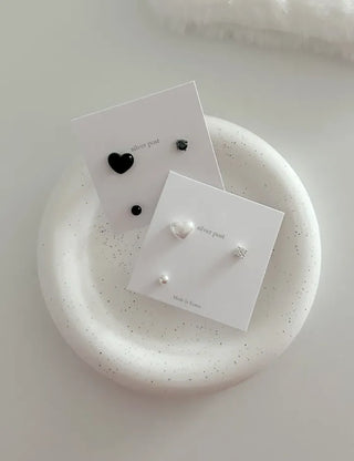 925 Silver Pearl Silver Post Mini Earring Set of 3