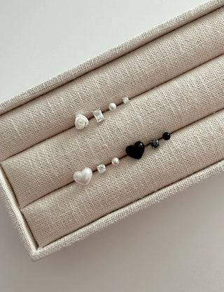 925 Silver Pearl Silver Post Mini Earring Set of 3