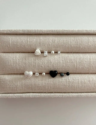 925 Silver Pearl Silver Post Mini Earring Set of 3