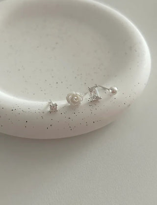 925 Silver Pearl Silver Post Mini Earring Set of 3