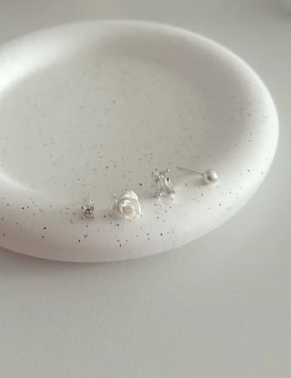 925 Silver Pearl Silver Post Mini Earring Set of 3