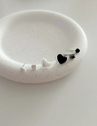 925 Silver Pearl Silver Post Mini Earring Set of 3
