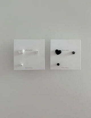 925 Silver Pearl Silver Post Mini Earring Set of 3