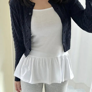 Basic frill layered long inner sleeveless tank top