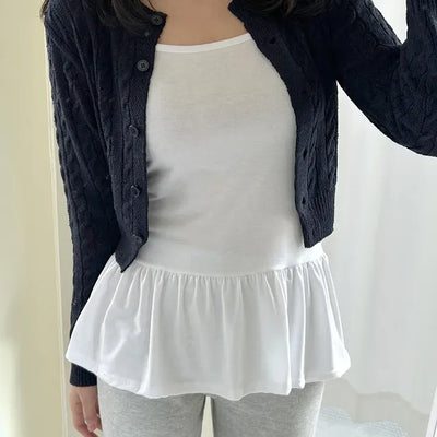 Basic frill layered long inner sleeveless tank top