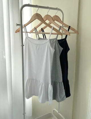 Basic frill layered long inner sleeveless tank top