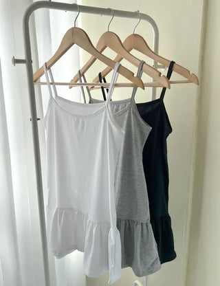 Basic frill layered long inner sleeveless tank top