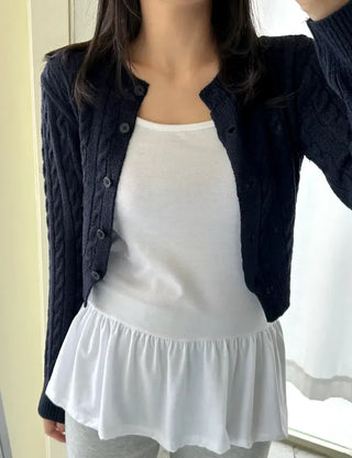 Basic frill layered long inner sleeveless tank top