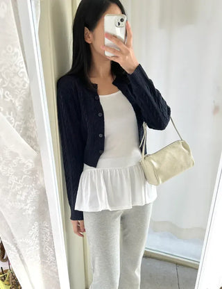 Basic frill layered long inner sleeveless tank top