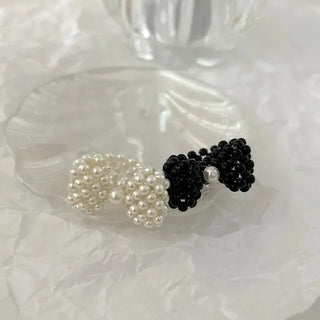 Pearl Large Ribbon Silver Ball Bead Ring