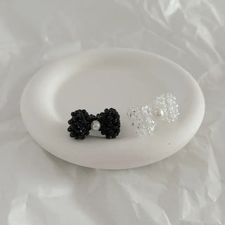 Pearl Large Ribbon Silver Ball Bead Ring