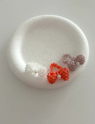 Pearl Large Ribbon Silver Ball Bead Ring