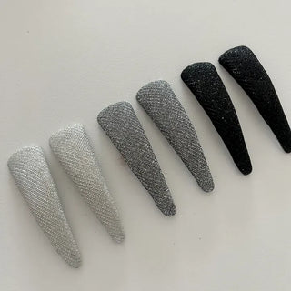 1+1 Silver Glitter Slim Triangle Snap Hair Clip
