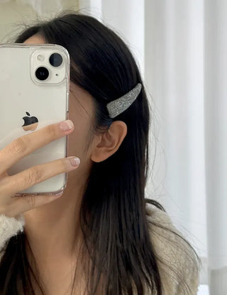 1+1 Silver Glitter Slim Triangle Snap Hair Clip