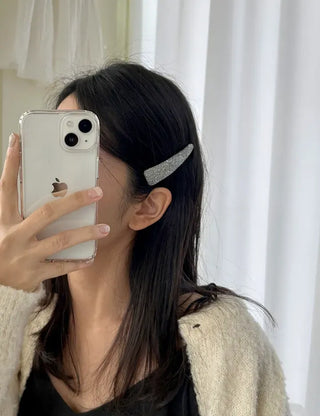1+1 Silver Glitter Slim Triangle Snap Hair Clip