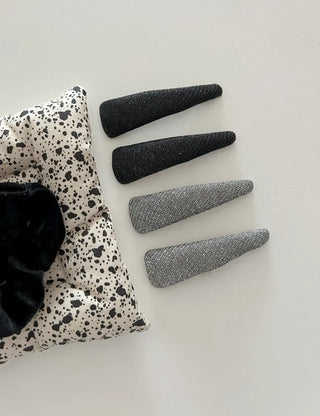 1+1 Silver Glitter Slim Triangle Snap Hair Clip