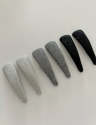 1+1 Silver Glitter Slim Triangle Snap Hair Clip