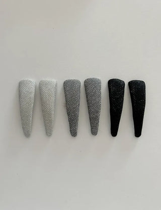 1+1 Silver Glitter Slim Triangle Snap Hair Clip