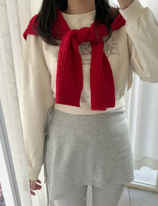 100% Wool Cable Knit Cardigan Cape Knit Shoulder Shawl