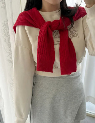 100% Wool Cable Knit Cardigan Cape Knit Shoulder Shawl