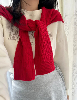 100% Wool Cable Knit Cardigan Cape Knit Shoulder Shawl