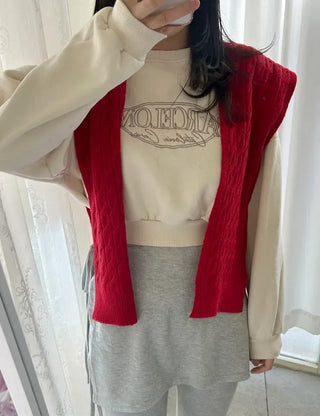 100% Wool Cable Knit Cardigan Cape Knit Shoulder Shawl