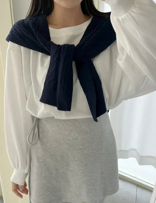 100% Wool Cable Knit Cardigan Cape Knit Shoulder Shawl