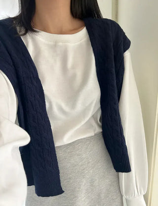 100% Wool Cable Knit Cardigan Cape Knit Shoulder Shawl