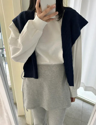 100% Wool Cable Knit Cardigan Cape Knit Shoulder Shawl