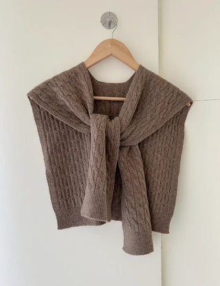 100% Wool Cable Knit Cardigan Cape Knit Shoulder Shawl