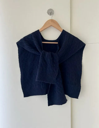100% Wool Cable Knit Cardigan Cape Knit Shoulder Shawl