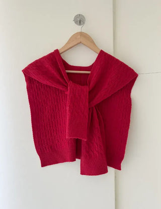 100% Wool Cable Knit Cardigan Cape Knit Shoulder Shawl