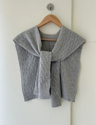 100% Wool Cable Knit Cardigan Cape Knit Shoulder Shawl