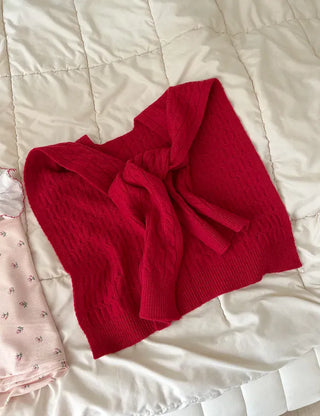 100% Wool Cable Knit Cardigan Cape Knit Shoulder Shawl