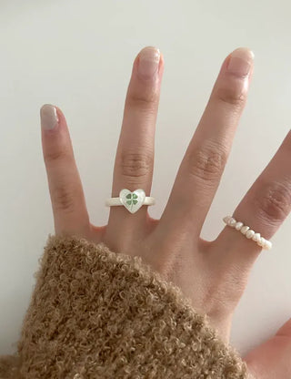 Mini Heart Four-Leaf Clover Acrylic Formica Ring