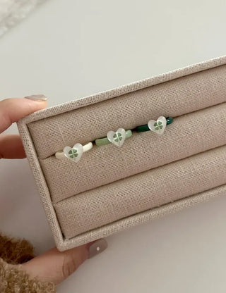 Mini Heart Four-Leaf Clover Acrylic Formica Ring