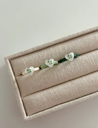 Mini Heart Four-Leaf Clover Acrylic Formica Ring