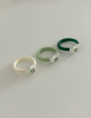 Mini Heart Four-Leaf Clover Acrylic Formica Ring