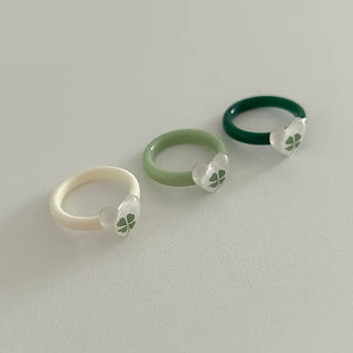 Mini Heart Four-Leaf Clover Acrylic Formica Ring