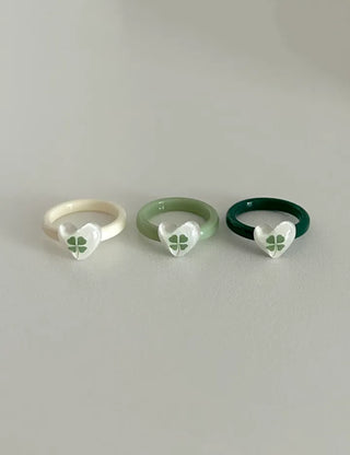 Mini Heart Four-Leaf Clover Acrylic Formica Ring