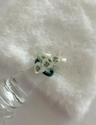 Mini Heart Four-Leaf Clover Acrylic Formica Ring