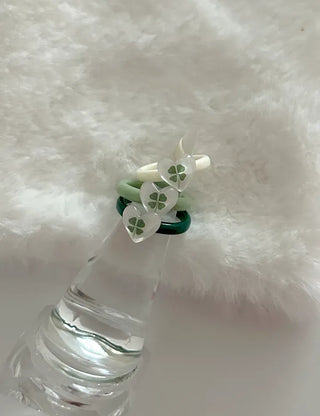 Mini Heart Four-Leaf Clover Acrylic Formica Ring